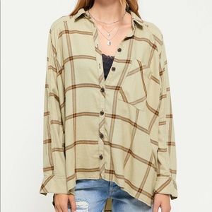 UO Brendan Drapey Flannel Button-Down Shirt
